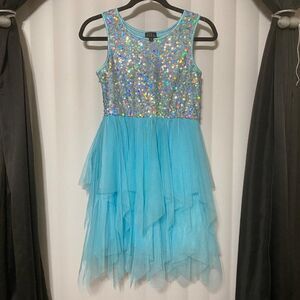 Lilt sequenced girls baby blue tulle dress